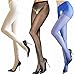 lifevv Womens 3 Pairs Sheer Stocking Top Garter Belt Thigh Stocking Pantyhose (White+Black+Blue)