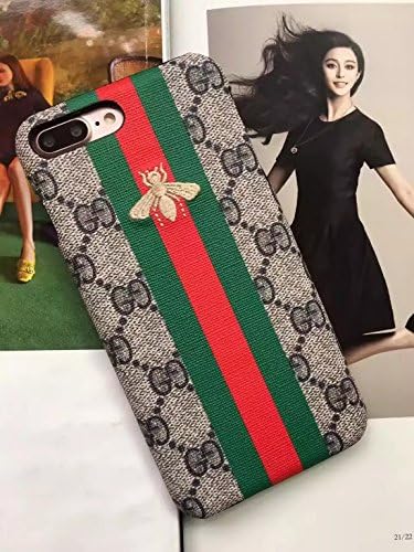 iPhone7/8 Plus --US Fast Deliver Guarantee FBA-- Luxury PU Leather x Embroidery Style Case Cover for Apple iPhone 7 Plus iPhone 8 Plus Only (Stripe Small BeeC)