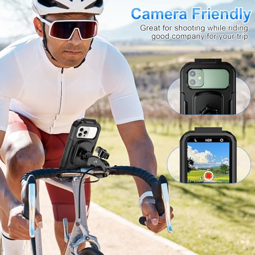 BTNEEU Universal Waterproof Motorcycle Phone Holder for Bike, Navigation Holder, Anti-Vibration, Mobile Phone Holder with 360° Rotation Touch Screen for 5.5 Inches-7.0 Inches Smartphone