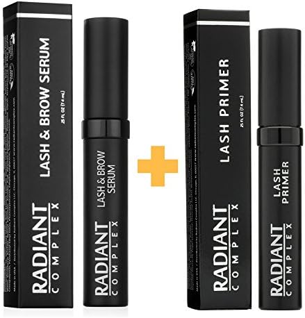 Lash Serum &amp; Lash Primer Set, 2 Product Kit. Step 1: Serum for Healthier Growth of Eyelashes and Eyebrows, Step 2: Primer for Instantly Enhanced Lashes with Mascara