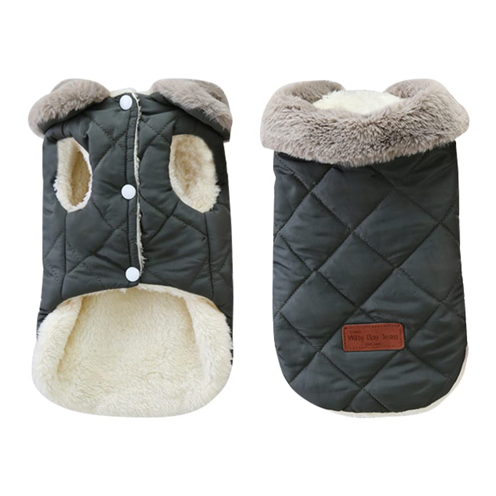 Fleece Padded Puppy Dog Coat - Waterproof Winter Jacket for Small to Large Dogs (M, Dark Green)