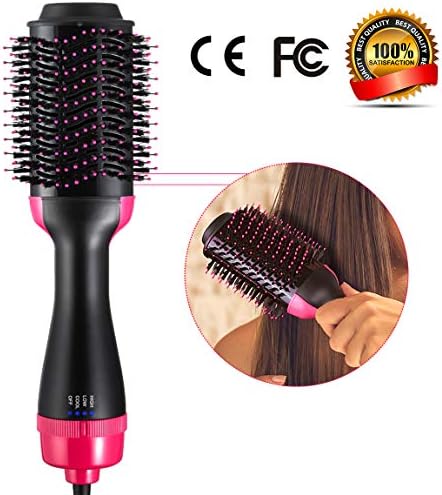 One Step Hair Dryer & Volumizer Styler 4-in-1 Hot Air brush with Negative Ion Generator Hair Straightening & Curly Hair Brush Comb for All Hair Type, Salon Hot Air Paddle Styling, Anti-Scald Feature