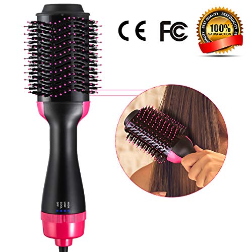 One Step Hair Dryer & Volumizer Styler 4-in-1 Hot Air brush with Negative Ion Generator Hair Straightening & Curly Hair Brush Comb for All Hair Type, Salon Hot Air Paddle Styling, Anti-Scald Feature