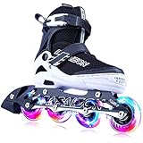 PAPAISON Adjustable Inline Skates for Kids and Adults with Full Light Up Wheels, Outdoor Roller Skates for Girls and Boys, Men and Women