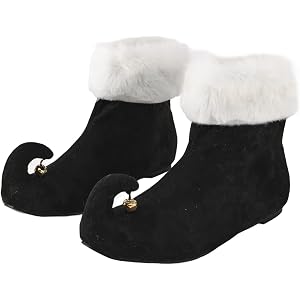 Christmas Elf Shoes Green Red Monster Christmas Shoes with Bells Adult Halloween Costume Cosplay
