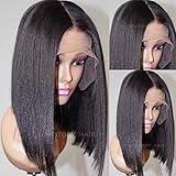 Lovestory Bob Wigs For Women Heat Resistant Short Straight Synthetic Lace Front Wig With Natural Hairline 180 Density 14-16 inch