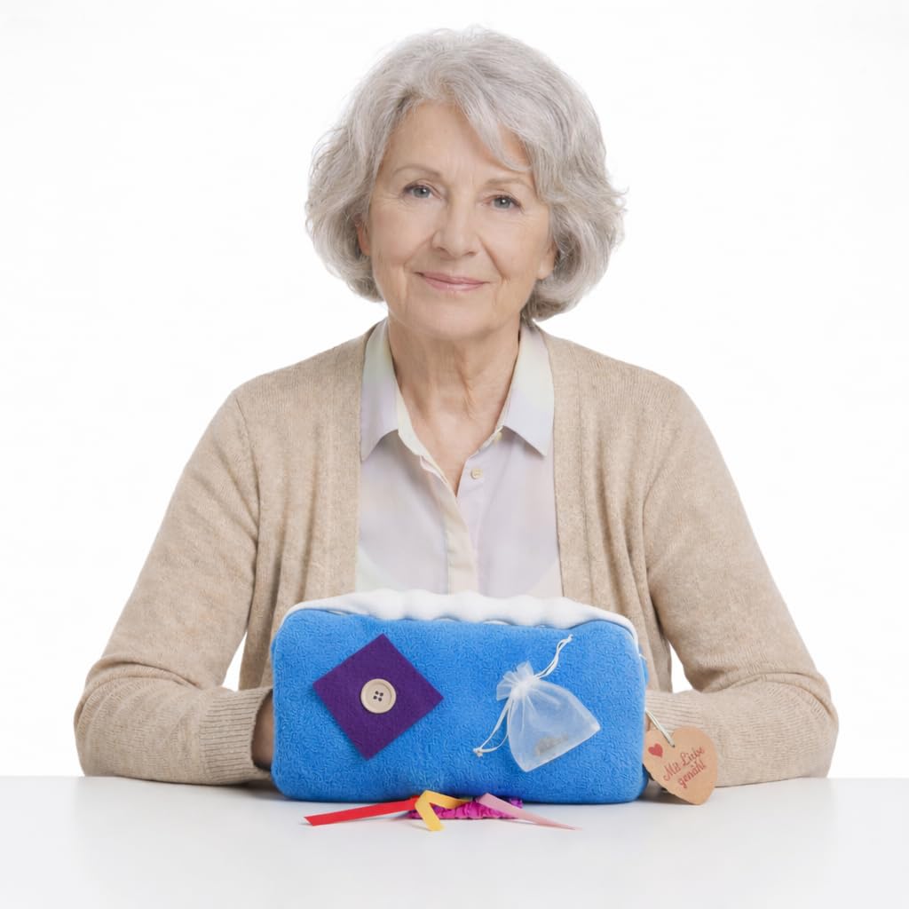 Hapti Muff for Dementia and Alzheimer's Turquoise, wellness fleece, BlackBerry, 35 cm