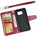 Arae Wallet Case for Samsung Galaxy S7 with Wrist Strap and Credit Card Holders (Not for S7 Edge) - wine red
