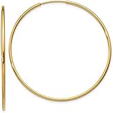 14k Gold Endless Hoop Earrings, 1.25mm Thick Tube