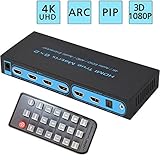 6x2 HDMI Matrix Switch, FiveHome Ultra HD 4K x 2K 6 in 2 Out HDMI True Matrix Switcher/Splitter with SPDIF and L/R 3.5mm - Support PIP, ARC,3D 1080p
