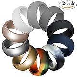 LUNIQI Silicone Wedding Ring for Men, Durable Rubber Safe Band for Love, Couple, Souvenir and Outdoor Active Exercise Style-10 Rings Pack