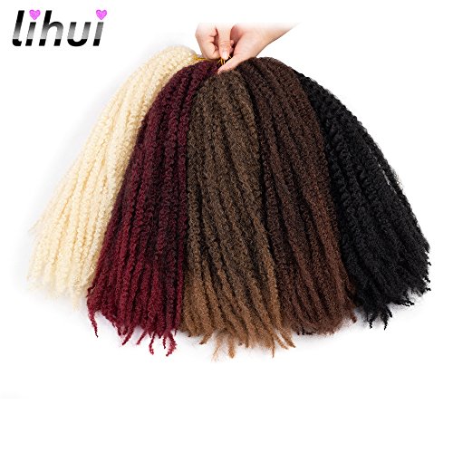 Lihui 3 Packs Marley Braids Hair Afro Twist Braid Hair Afro Kinkys