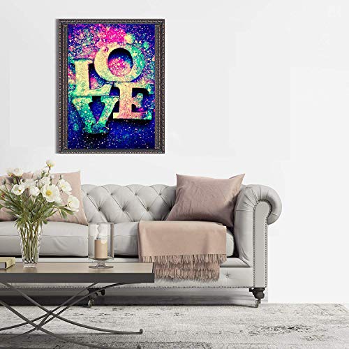 5D Diamond Painting Full Drill, 16"X12" Dream Love Theme DIY Diamond Painting by Number Kits, Rhinestone Crystal Drawing Gift for Adults Kids, 40x30cm Mosaic Making Art Painting for Wall Decoration