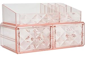 ZHIAI Clear Acrylic Cosmetics Storage Set, 3-Drawer Organizer, 11.1 x 6.1 x 6.5 Inches