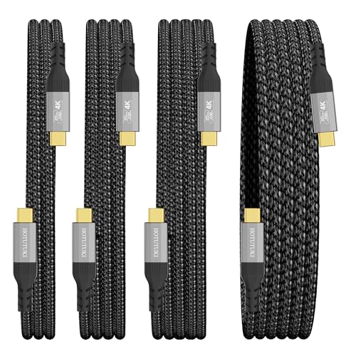 HOTUTUKI 4 Pack USB C Kabel (0.6M+1M+2m+3m) Nylon Geflochten - Thunderbolt 4/3 Kompatibel, 100W, 20Gbps Datenübertragung, 4K120Hz Videoübertragung für