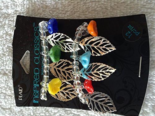 Plaid Inspired Classics Jewelry Collection 35587 Flower Charms and metal leaves, 12 pieces