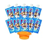 Paw Patrol Reusable Baby Food Pouches – Perfect for Applesauce, Yogurt, or Baby Food Purees - Refillable, Dishwasher-Safe, Save Money Vs Pre-Filled Pouches. Bulk Set of 10 Zipper, Squeeze Pouches