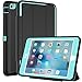 SEYMAC iPad Mini Case iPad Mini 2 Case iPad Mini 3 Case, 3 Layer Heavy Duty Auto Sleep Wake Cover Drop Proof Rugged Full Body Protective Case Compatible with iPad Mini 1/2/3 Gen (Black/Light Blue)