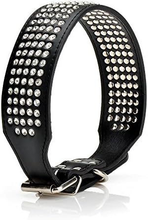 Vvhome Double Layer Leather 5 Rows Bling Rhinestone Crystal Studded Dog Collar Size S Color Black