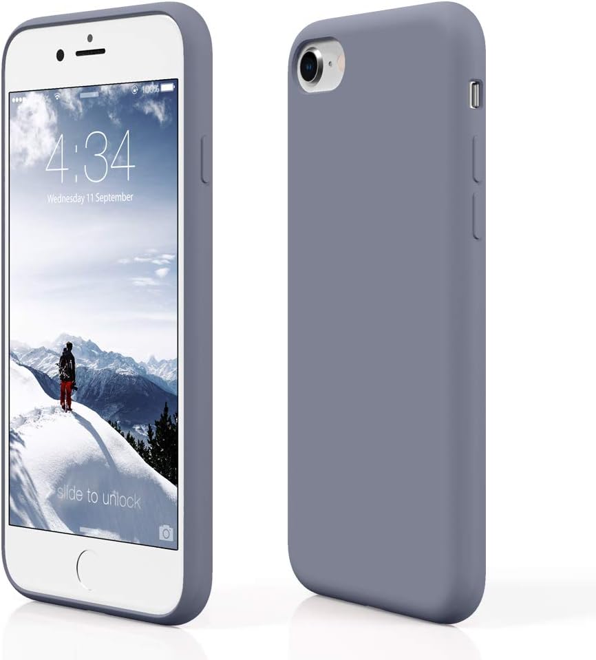 PCGAGA Silicone Case for iPhone SE 2020, iPhone 8 Silicone Case, iPhone 7 Silicone Case, Slim Rubber Protective Phone Case for iPhone SE (2020)/iPhone 8 (2017)/iPhone 7 (2016) 4.7" (Lavender Gray)