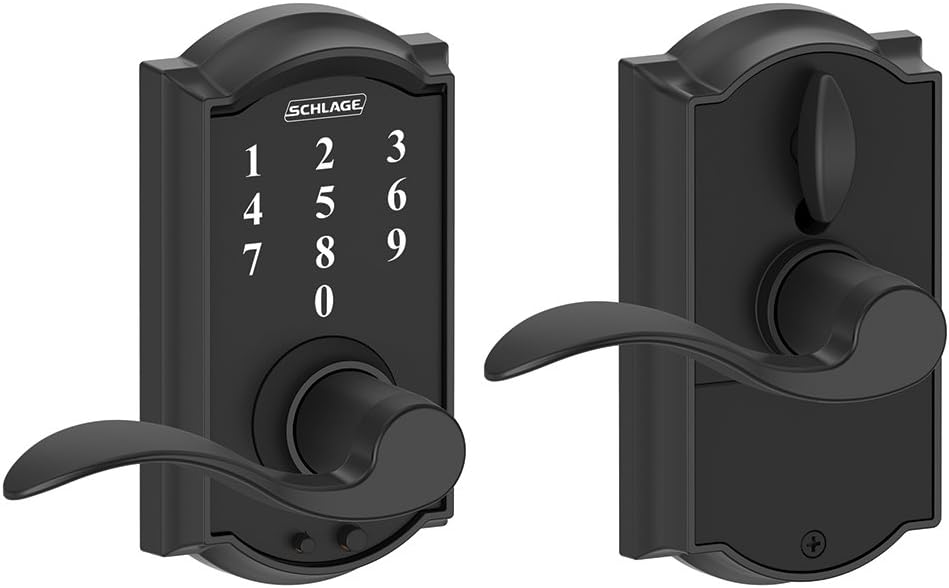 Schlage Touch Camelot Lock with Accent Lever (Matte Black) FE695 CAM 622 ACC