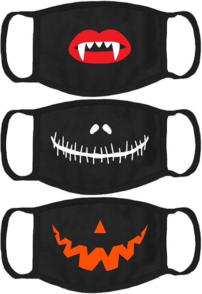 Amazon Com Cloth Face Mask Set Of 3 For Halloween Washable Cosplay Scary Face Mask Reusable Halloween Face Mask 3 Pack Clothing