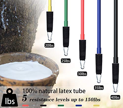 AnikSunny Resistance Bands Set Exercise Bands with Handles Men Women for Fitness Gym Resistance Training, Physical Therapy, Home Workout, Yoga, Up to 68 kg (150 lbs)