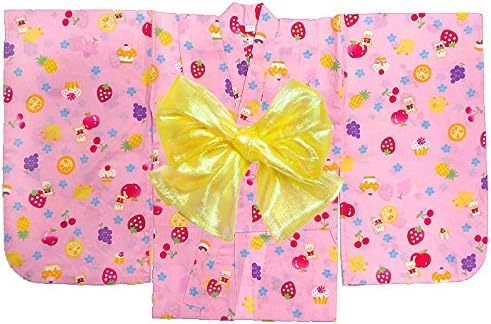 Amazon 子供浴衣セット 女の子 激安３点セット ピンク 黄色帯 サンダル くまちゃん スイーツ柄 G216 110サイズ 着物 浴衣 通販