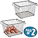 mDesign Stackable Wire Storage Basket for Kitchen, Pantry, Cabinet - Pack of 2, 12