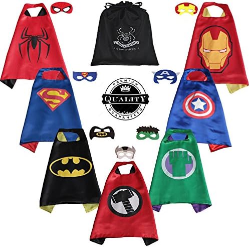 SpiderMarket 7 children party cape and masks coustumes