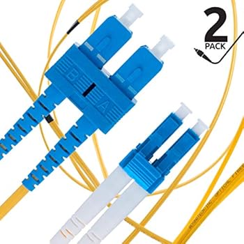 LC to SC Fiber Patch Cable Single Mode Duplex - 2m (6.56ft) - 9/125um OS1 (2 Pack) - Beyondtech PureOptics Cable Series