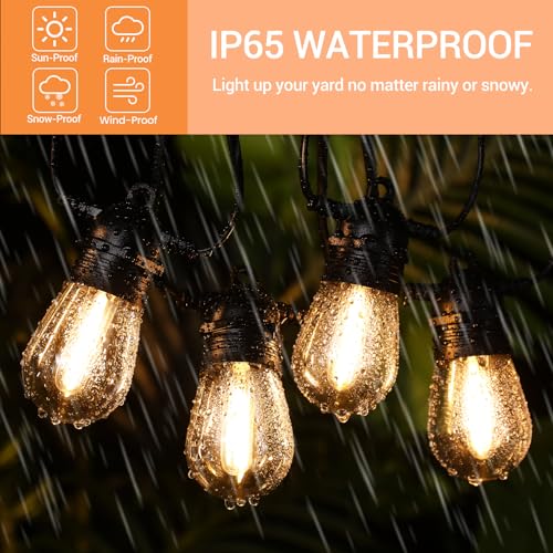 Quntis Outdoor LED Light Chain 31M/102FT Outdoor Garden Lights with 30 + 2 S14 Bulbs IP65 Waterproof Connectable Outdoor Lights for Gazebo Terrace Balcony Party Courtyard Warm White