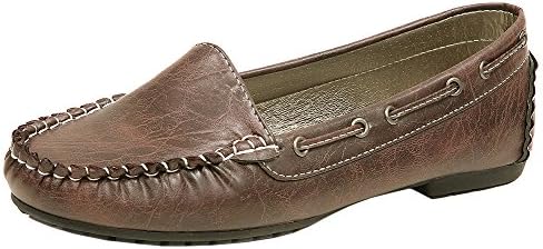 Spicy Women's F592 Laced Non-Skid Slip-On Boat Moccasin Driving Loafer (9 B(M) US, Brown)