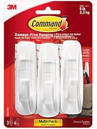 Command Large Utility Hook, White, 3-Hooks, 6-Strips (17003-3ES)