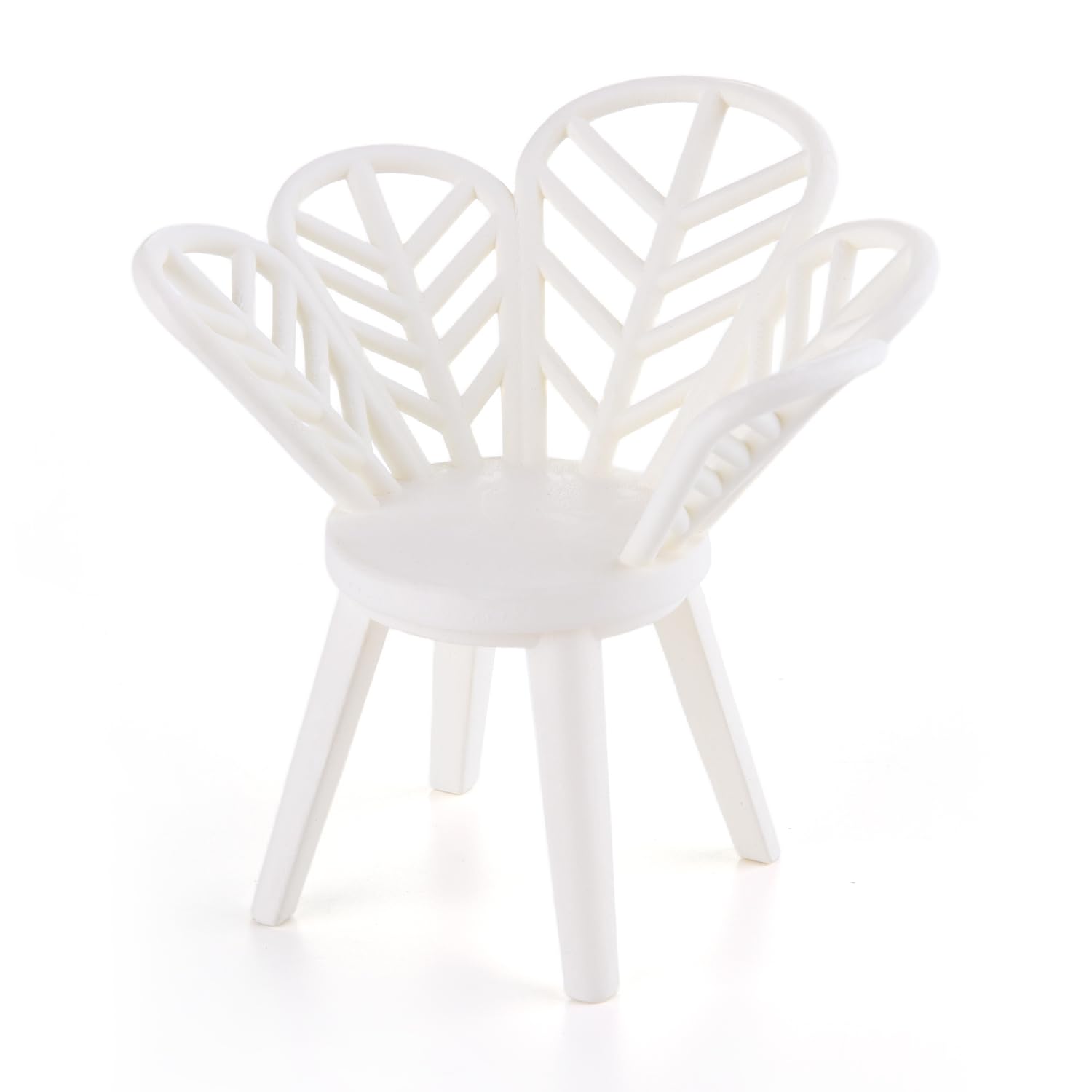 Minamzee 1:12 Miniature Flower Shape Chair, Dollhouse Mini Resin Furniture Accessories for Dining Room, Garden, Living Room, Outdoor Terrace (White)