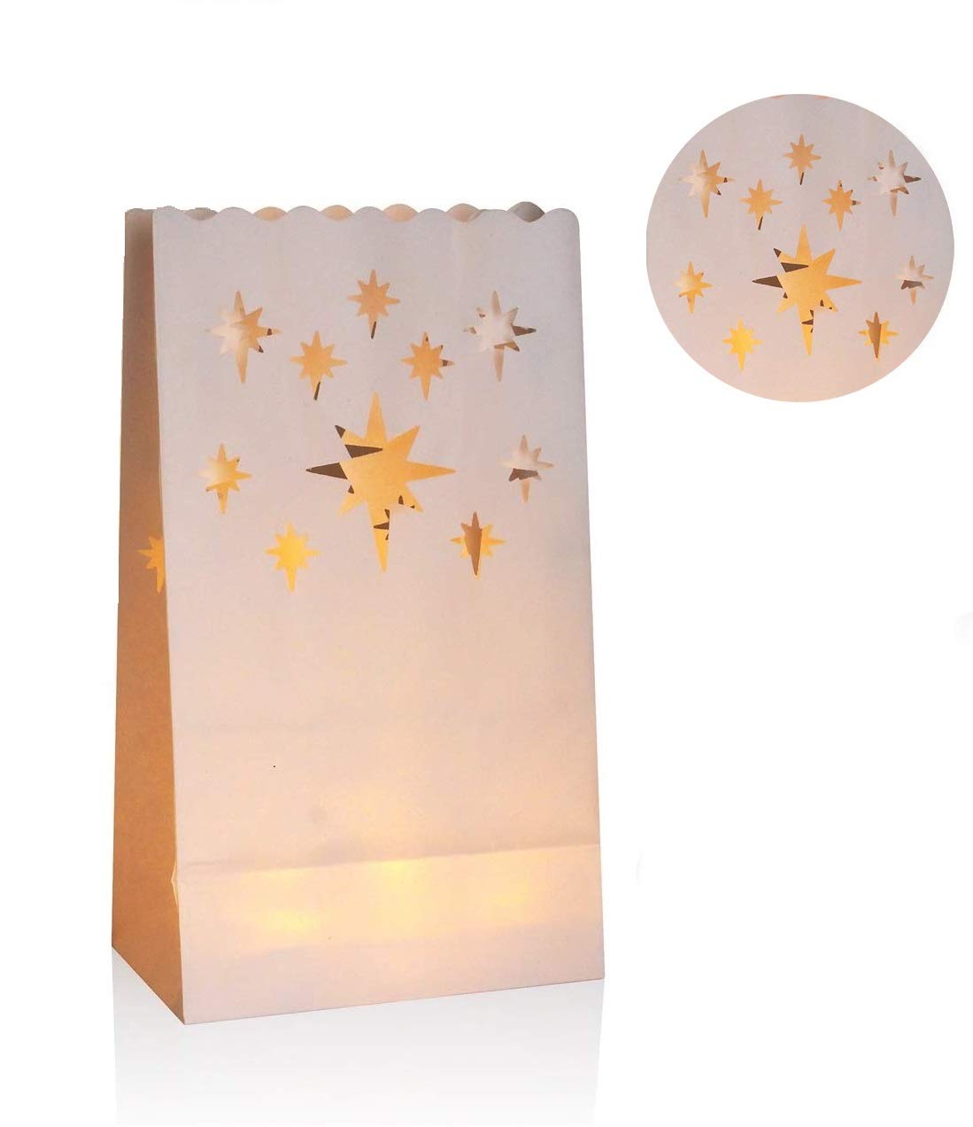 JT 20 PCS White Luminary Bags, Flame Resistant Candle Bags Luminaries for Christmas, Wedding, Birthday Party, Table Centerpieces