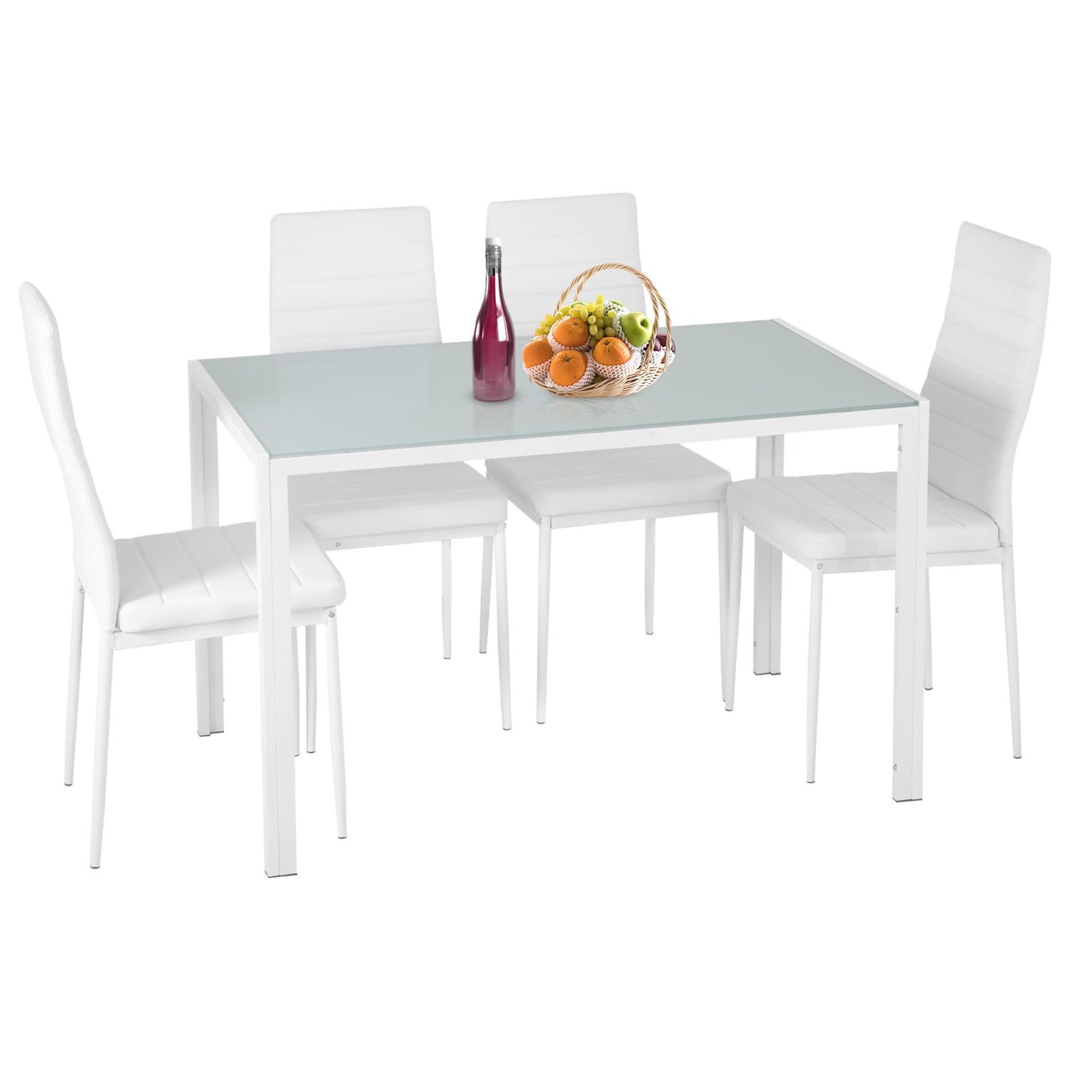 Photo 1 of ***THESE ARE ONLY THE CHAIRS***FDW Dining Table Set Glass Dining Room Table Set for Small Spaces Kitchen Table and Chairs for 4 Table with Chairs Home Furniture Rectangular Modern (White Glass)