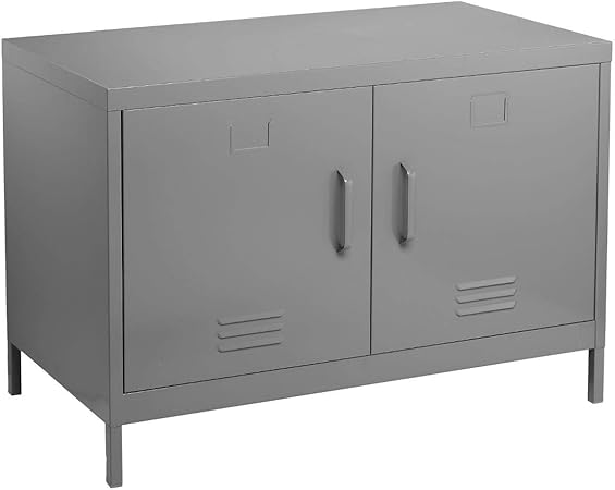 Atmosphera Low Storage Cabinet Sideboard With 2 Doors Industrial Loft Style Colour Grey Amazon Co Uk Kitchen Home