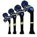 Scott Edward Blue Yellow Black Abstract Pattern Golf Head Covers Set of 4 Wood Clubs