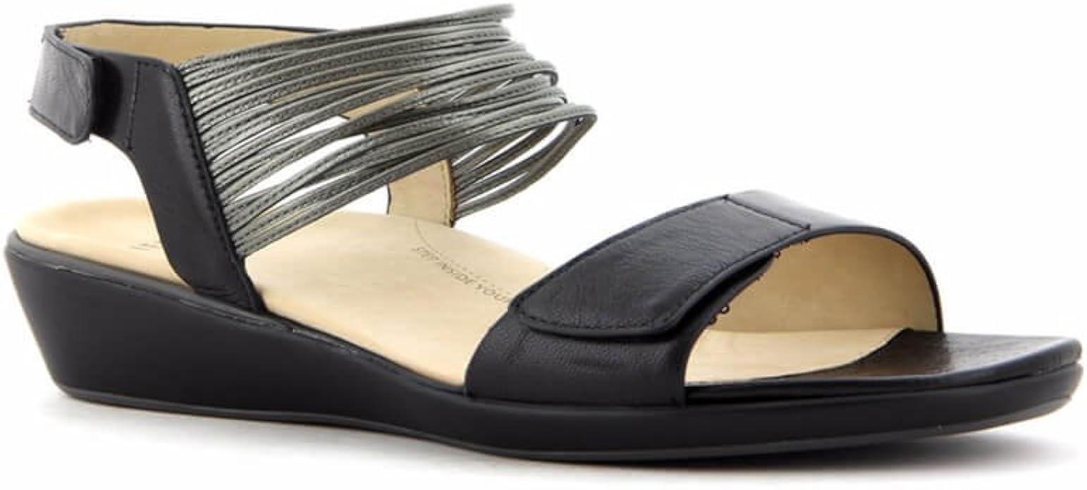 Amazon.com | Ziera Gayle Black-Pewter Women's Sandal Wedges - Size 44 W | Sandals