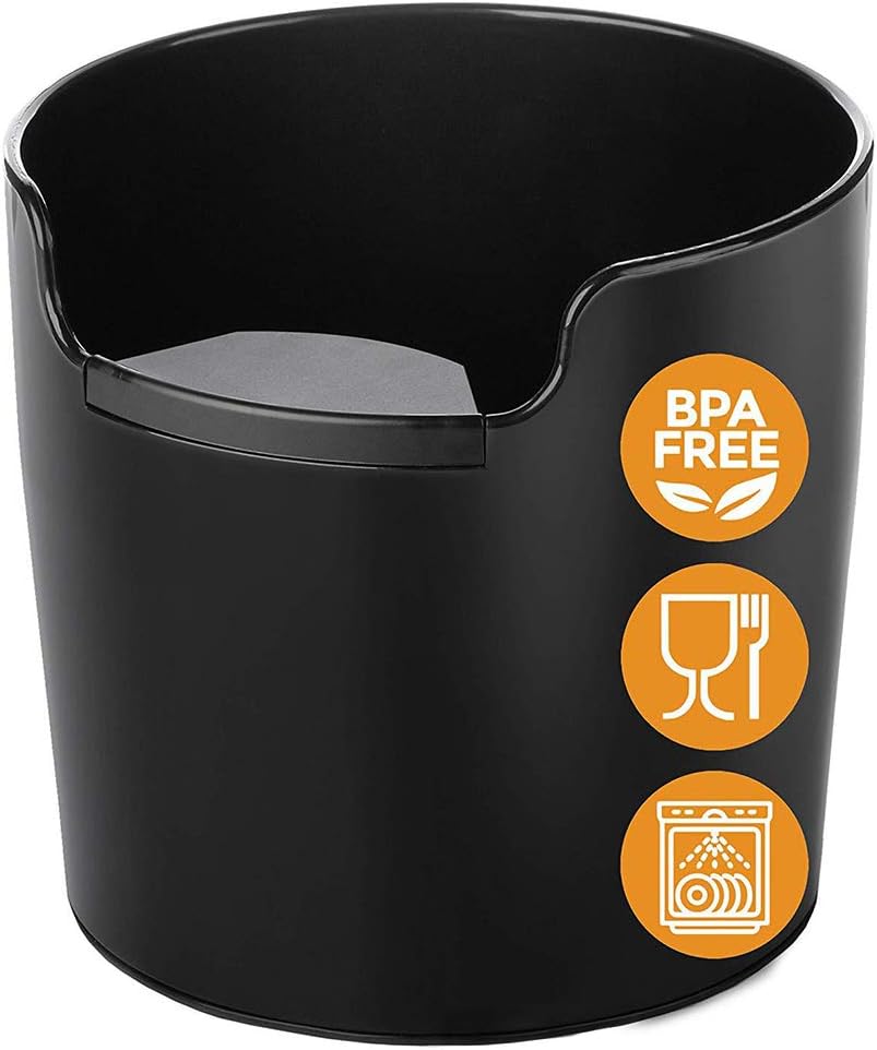 Coffee Knock Box, Shock Absorbent Machine Coffee Grind Knock Box, Kitchen Large Capacity Round Anti-skid Coffee Grounds Container Box Dump Bin