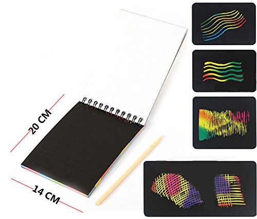 4Pack IFFree Scratch & Sketch Art Note Pads, Scratch Art Rainbow Mini Notes With Stylus Scratch Paper 10 Pages, Small Size.(Four Colours, with four Stylus and Style is random)