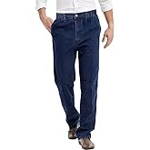 IDEALSANXUN Mens Elastic Waist Jeans with Zipper and Button