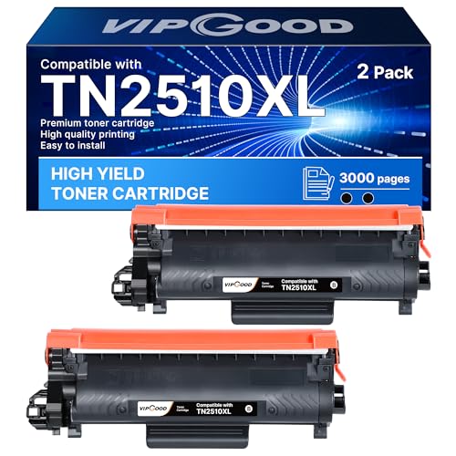 VIPGOOD TN2510 TN2510XL Cartuccia toner compatibile per Brother TN2510 TN2510XL per Brother DCP-L2627DWE DCP-L2620DW MFC-L2800DW HL-L2400DWE MFC-L2827DW HL-L2445DW DCP-L2660DW MFC-L2860DW (2 nero)
