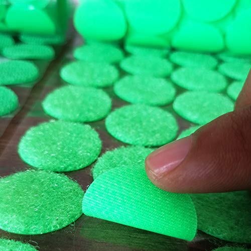 100 Pcs Hook Loop Fastener Dots Sticks Tape 1 inch Diameter Self-Adhesive Sticky Back Nylon Coins Waterproof for Classroom Office School Teachers Kids Hanging Picture Frames (Green)