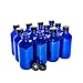 GBO GLASSBOTTLEOUTLET.COM (Pack of 12) 4 oz. Cobalt Blue Boston Round with Black Poly Cone Cap
