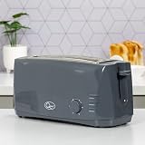 Quest 4 Slice Toaster Grey Extra Wide Long Slots 6 Settings Defrost Reheat view 2
