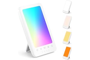 LASTAR Light Therapy Lamp, 10000 Lux Sun Therapy Light with 4 Color Temperature & 11 Colored Lights, Portable Sunlight Lamp with Adjustable Brightness/Timer/Memory