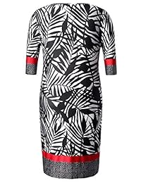 Chicwe - Vestido para mujer con diseño de hojas, estilo informal, con patrón de borde