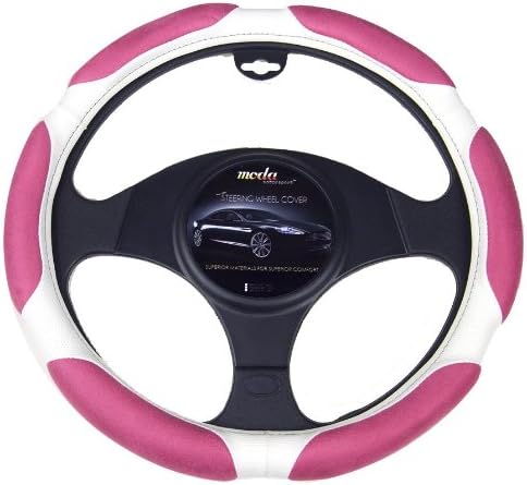 Moda Motorsports 9055 Pink/Off White Large Ergo Supreme Leatherette Steering Wheel Cover